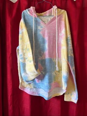 Tie-Dye Pastel Hooded Pullover Sweatshirt - Women's